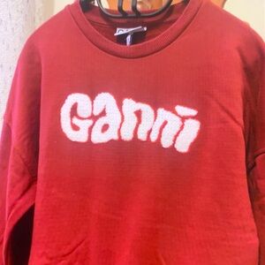 Ganni Men's Burgundy Crewneck Sweater